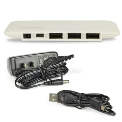 Macally 7-Port AC Powered Hi-Speed USB 2.0 Hub (White) Includes Mini USB Cable - Image 1 of 4