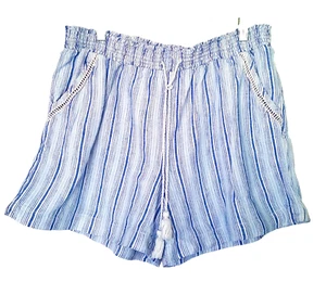 Pantalones Cortos Briggs Paperbag Para Mujer X-Grande Azul Blanco Rayas Algodón Spandex Elástico - Imagen 1 de 12