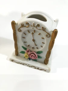 Keramik Miniatur Uhr Knospe Vase / Regal Deko sehr guter Zustand - Bild 1 von 7