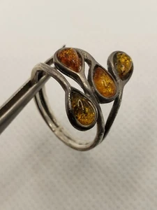Amber Gemstone Ring Womens Artisan Vintage Antique Sterling Silver Baltic Size 8 - Picture 1 of 12