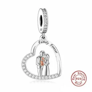 💖 Family Forever Charm Mutter Kind Tochter Sohn echt Sterling Silber - Bild 1 von 2