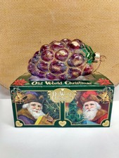Christmas Tree Ornament Handpainted Translucent Glass Grapes Poland Purple 5"