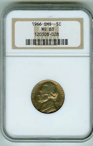 NGC MS 68 1966 SMS 5 cents--Registry Coin - Picture 1 of 2