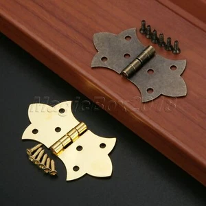 2/10Pcs Decorative Flower Hinges Furniture Cabinet Drawer Door Hinges 6 Holes - Picture 1 of 13