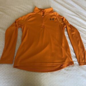 Youth Large Under Armour 1/4 Zip Pullover Orange Loose Boys Size YLG