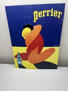 Vintage 1999 Clouet Perrier Lovers Couple Embracing Bernard Villemot Metal Sign