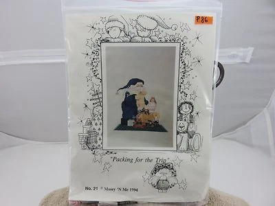 Mosey 'N Me PACKING FOR THE TRIP Cross Stitch Pillow Pattern w/EXTRAS NEW - Image 1 of 4