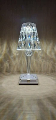 LAMPADA DA TAVOLO LED RICARICABILE TIPO CRISTALLO BATTERIA TRE GRADAZIONI - Immagine 1 di 4