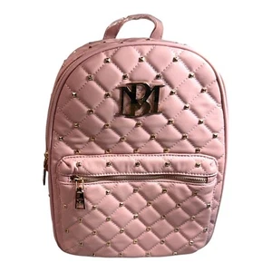 New Badgley Mischka Backpack Pink Gold Studded Quilted Vegan Leather Purse Bag - Picture 1 of 10
