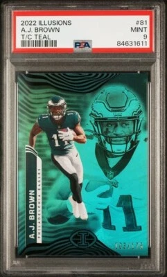 2022 Illusions A.J. Brown Trophy Collection Teal #'d/175 #81 PSA 9 MINT Eagles - Image 1 of 2