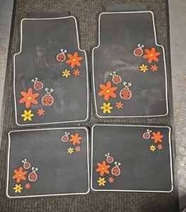 SET Vintage 1960 ?  Bug Beetle Flower Rubber Floor Mats - Bild 1 von 6