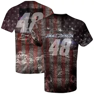 Jimmie Johnson #48 NASCAR LG patriotisches Dri Fit SUBLIMIERTES Performance T-Shirt - Bild 1 von 6