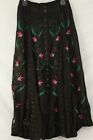HOLY CLOTHING Women's Floral Embroidery Flare Annika Maxi Skirt Black Sz S/M NWT