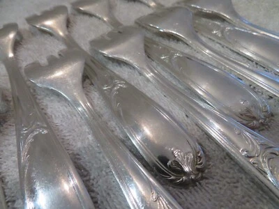 12 horquillas de ostra chapadas en plata Christofle Grandbourg LXV st 14,9 cm vintage 1970 Foto 1 de 4
