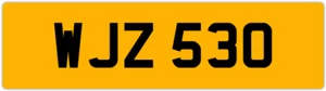 WJZ 530 W 3X3 DATELESS PRIVATE NUMBER PLATE WILL WIL WENDY WES WALT WAYNE WOLF - Picture 1 of 1