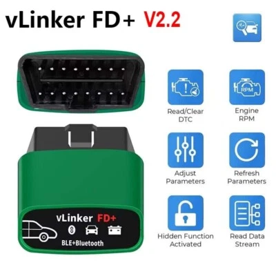 Herramientas de diagnóstico para automóvil Vgate vLinker FD+ V2.2 ELM327 BT4.0 inalámbricas FORScan OBD2 Foto 1 de 4