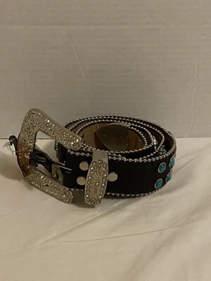 Женский пояс Blazin Roxx с черной бирюзой и стразами в стиле вестерн - Изображение 1 из 4