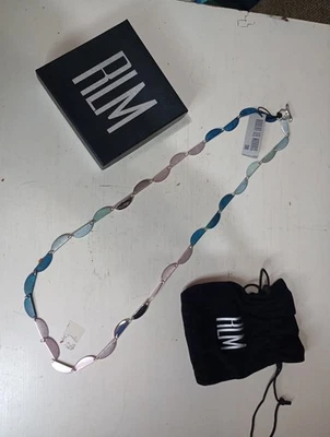 RLM Soho Robert Lee Morris Media Luna Forma Metal Cadena Eslabón Palanca Collar Foto 1 de 4