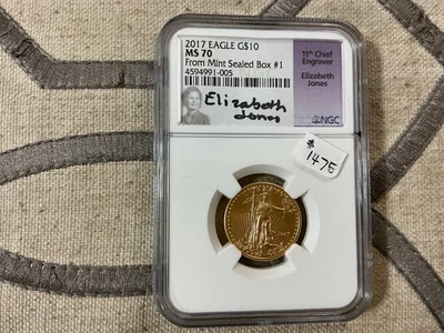 2017 NGC MS-70 1/4 oz. $10 American Gold Eagle PERFECT - Image 1 of 2