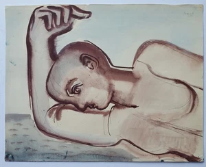 Gemälde Aquarell Akt Liegend Edvard Frank Nachlass - Picture 1 of 10