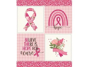Cinta de cáncer de mama Hope for a Cure panel de 36" de Riley Blake, PD11026, algodón - Imagen 1 de 1