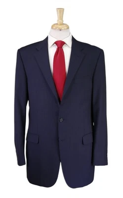 Hickey Freeman Lindsey Navy Blue Pinstripe 2-Btn Wool Suit 42L - Image 1 of 4