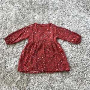Zara Long Sleeve Girl Dress Size 3-4 Floral Gauze Lined Knee Length Round Neck - Picture 1 of 7