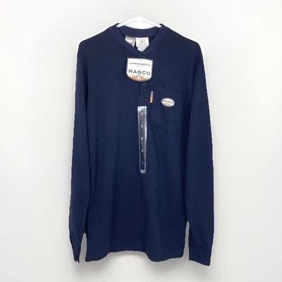 NUEVO CON ETIQUETAS Rasco FR Ropa de Trabajo Resistente al Fuego Manga Larga Henley Camiseta Para Hombres Pequeña Azul Foto 1 de 4