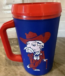 Vintage Ole Miss Rebels Colonel Reb Mug Cup University Of MS With Lid - Picture 1 of 4