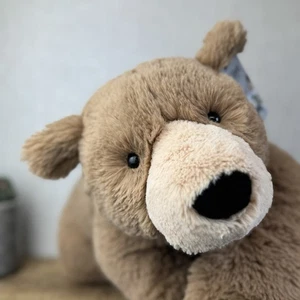 Jellycat Large Laying Woody Bear - Huge Brown Beanie Bear Large Retired 25” - Picture 1 of 16
