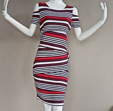 French Connection Red White Black layered Dress, Stretch, Size 10