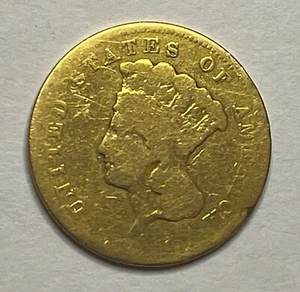 1856-S $ 3 Gold - schöne niedrige Kugel Prinzessin Gold; N015 - Bild 1 von 4