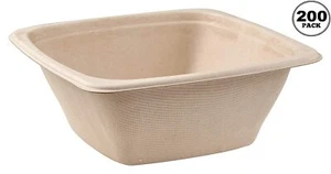 200 Pack - Compostable Square Container Eco Friendly Bowls 42 Oz. - Picture 1 of 6