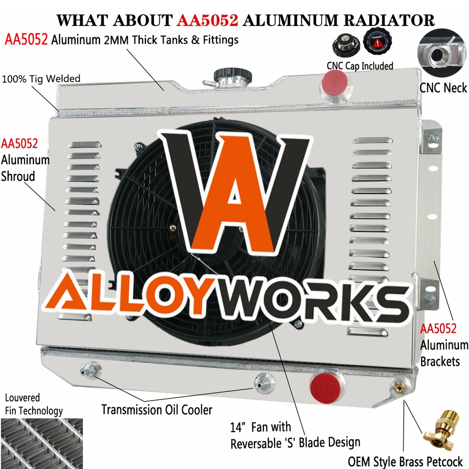 Ventilador de cubierta de radiador 281 4 filas para 59-65 Chevy Chevelle Impala Bel Air El Camino Foto 1 de 4