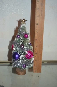 Flocked Christmas tree Tabletop 8 inch PInk Purple - Picture 1 of 5