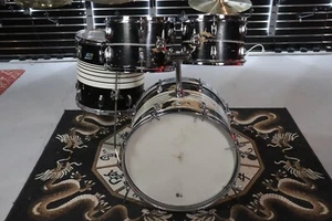 Juego de batería Ludwig Hollywood laca negra 4 piezas 12/13/16/20" vintage años 70 - Imagen 1 de 22