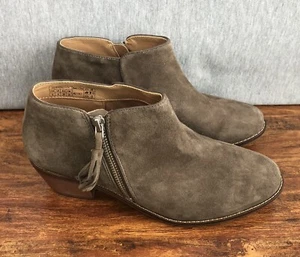 Vionic Boots Womens 8 Serena Ankle Booties Brown Suede Side Zip Block Heels - Picture 1 of 11
