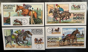 FDC Collins Hand-Painted #2756-2759  SET of 4 SPORTING HORSES  Perfect!!! - Picture 1 of 5