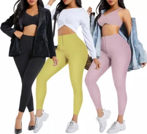 Mujeres Neopreno Cintura Alta Leggings Sauna Entrenamiento Pantalones de Yoga Borgoña Medianos - Imagen 1 de 9