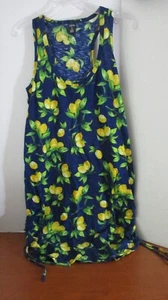 CITY STREET ~ dunkelblau mit Zitronen ärmelloses Kleid ~ Damen Medium - Bild 1 von 5