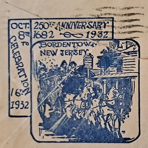 250° Anniversario di Bordentown, NJ, cachet sul retro, 8 ottobre 1932, Scott# 708 - Foto 1 di 3
