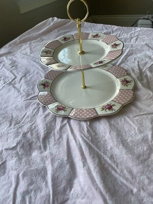 NUEVO GRACE TEAWARE ROSAS PORCELANA 2 NIVELES Platos Soporte Foto 1 de 3