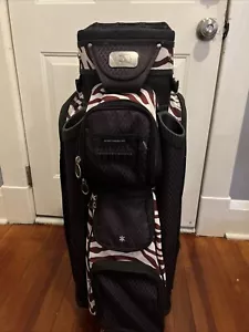 RJ Golf Zebra Print 14-Slot Cart Golf Bag Brown Cooler Super Clean W/ Rain cover - Picture 1 of 12