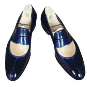 New Mens Faux Leather Shoes Dress Formal Brogue Loafers Business Slip On Oxfords - Picture 1 of 5
