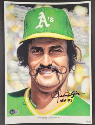 Rollie Fingers signed "HOF 92" Topps Living Set Fine Art Print /100~ Beckett BAS - Image 1 of 4