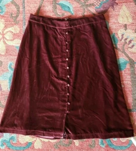 Madewell NEW Women's Size 16 Velvet Button Front Midi Skirt Burgundy Lined - Picture 1 of 5