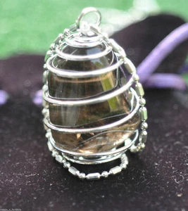 Portachiavi QUARZO FUMè Spirale RAME bagnata ARGENTO AMULETO chrakra zodiaco - Picture 1 of 1