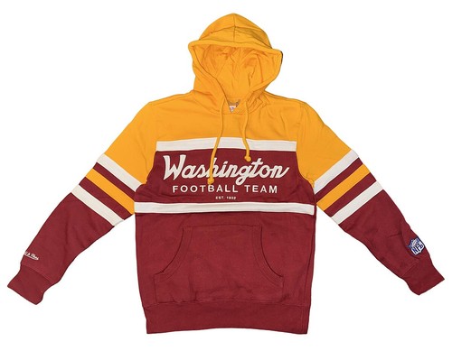 Felpa con cappuccio pullover uomo Washington Football Team Mitchell & Ness Head Coach nuova con etichette