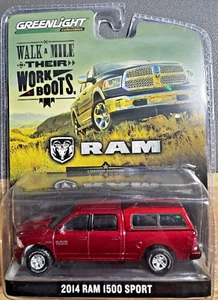 1:64 Greenlight Walk a Mile in Their Work Boots 2014 Red Dodge Ram 1500 Sport - Picture 1 of 4