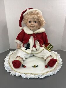 Vtg Cathay Collection Christmas 1 - 5000 Porcelain Doll Blonde Hair Holiday
